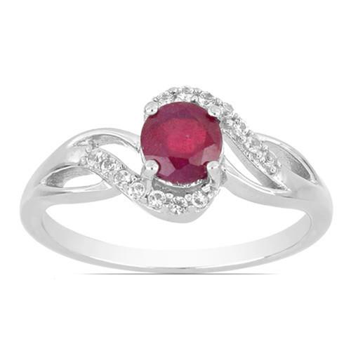 0.60 CT GLASS FILLED RUBY STERLING SILVER RINGS #VR026346
